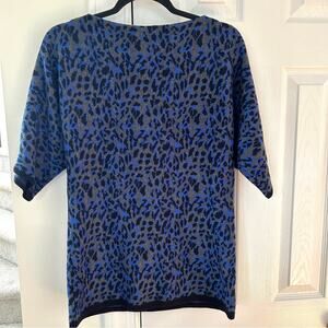 Classiques Entier Grey & Cobalt Blue Leopard Print Knit Top